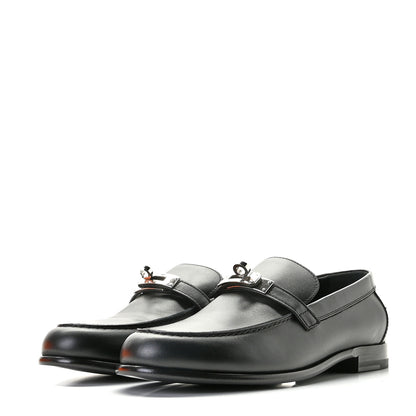Hermes Calfskin Womens Destin Loafer 37.5 Black 3 of 11