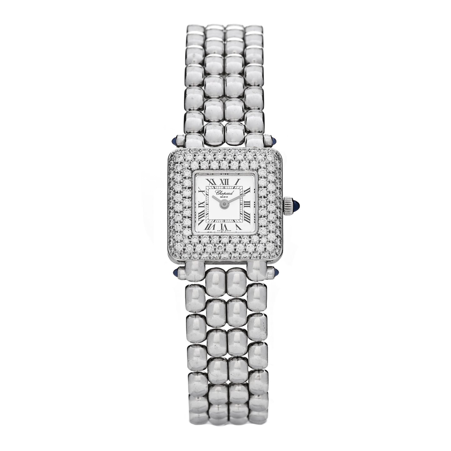 18K White Gold Diamond Bezel 22mm Happy Sport Quartz Watch