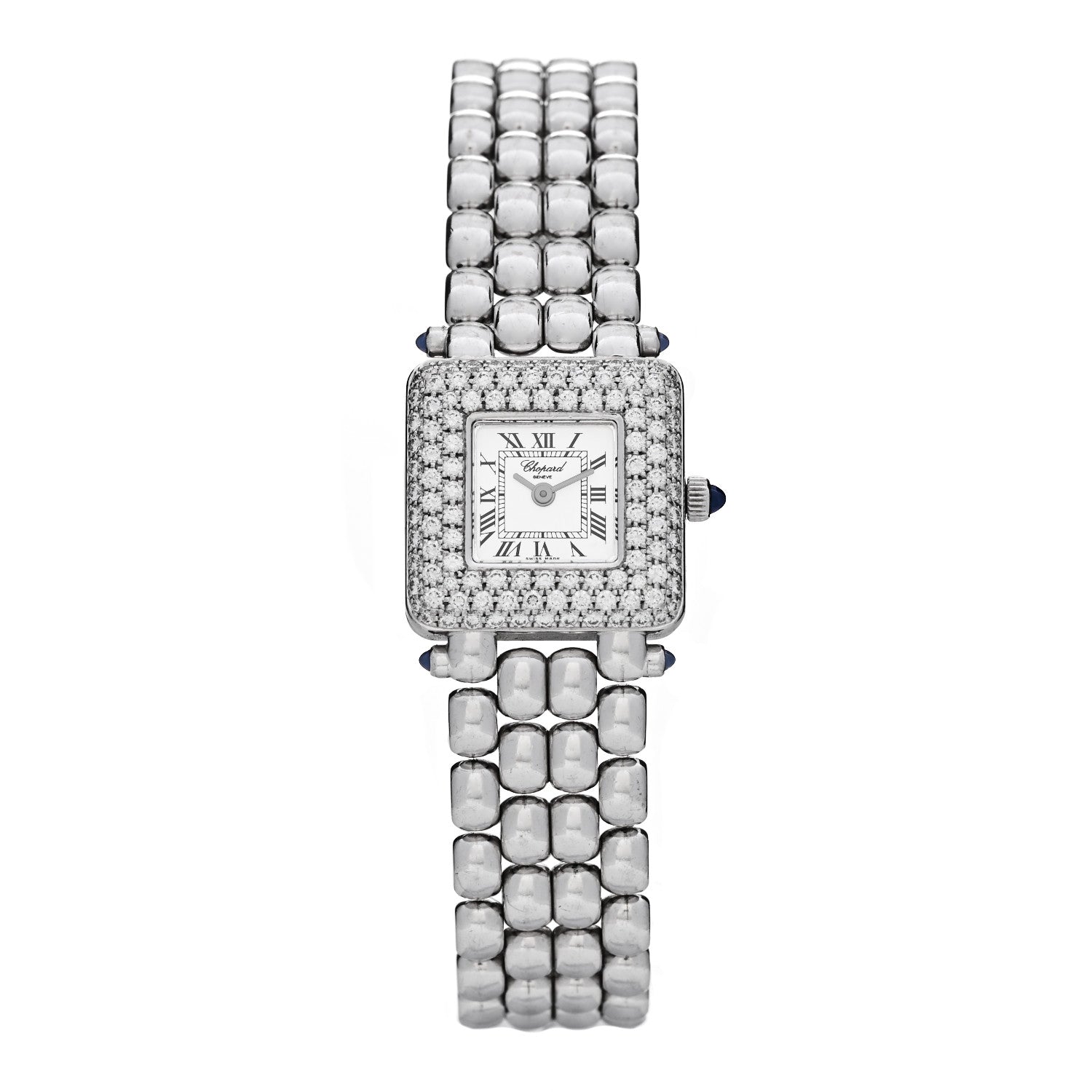 Chopard 18K White Gold Diamond Bezel 22mm Happy Sport Quartz Watch 1 of 5