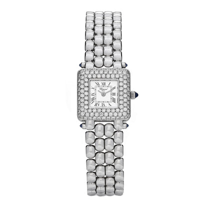 Chopard 18K White Gold Diamond Bezel 22mm Happy Sport Quartz Watch 1 of 5