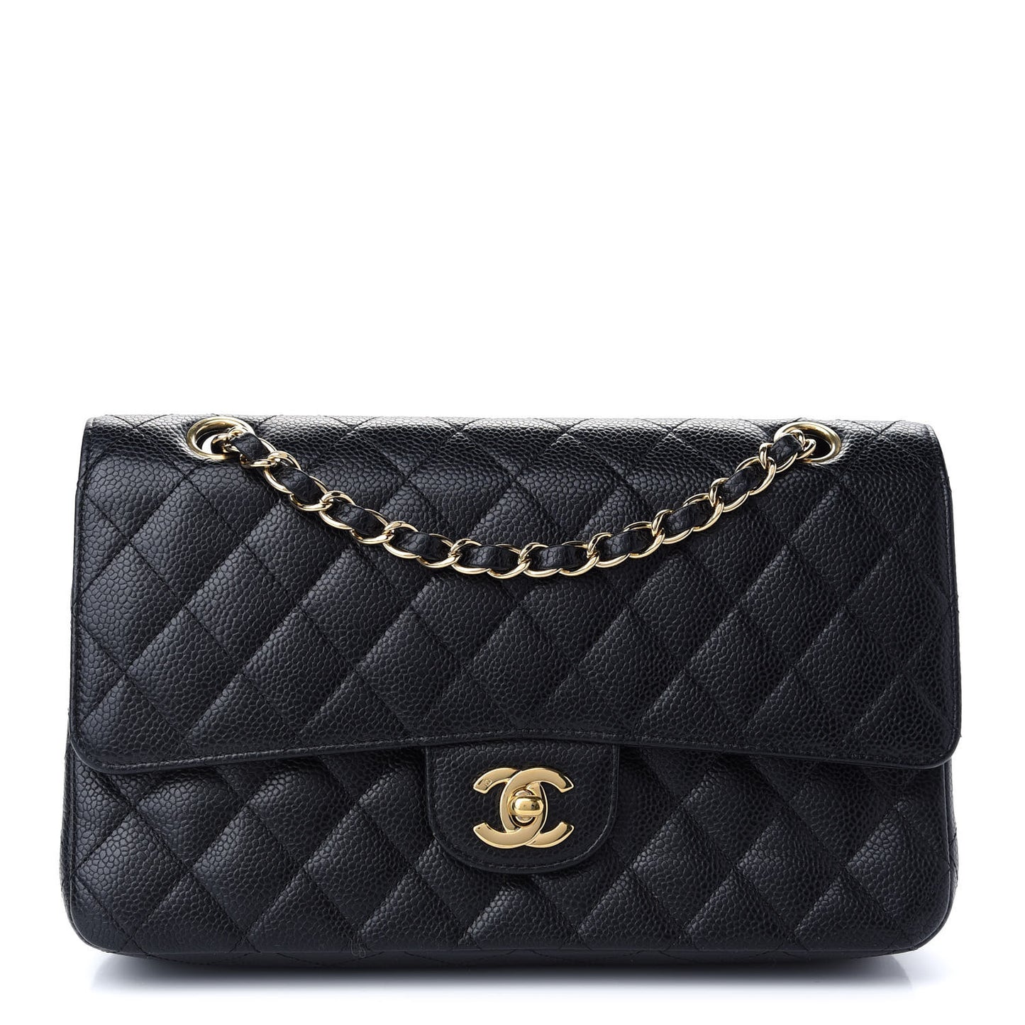 Caviar Quilted Medium Double Flap Black