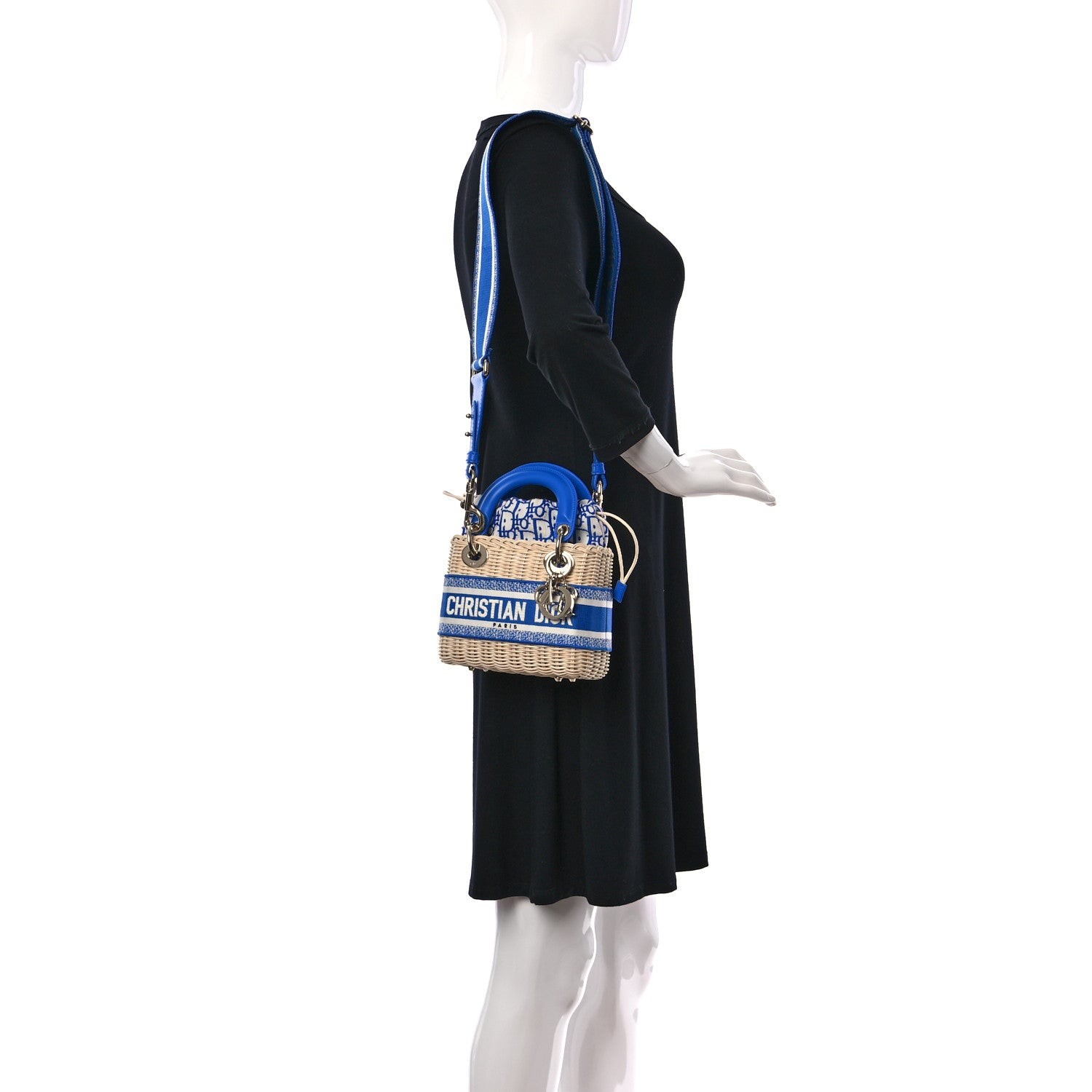 Christian Dior Wicker Oblique Mini Lady Dior Bag Florescent Blue 2 of 9
