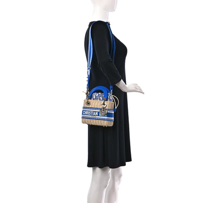 Christian Dior Wicker Oblique Mini Lady Dior Bag Florescent Blue 2 of 9