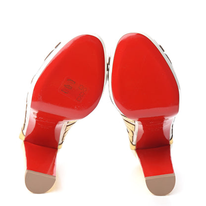 Christian Louboutin Metallic PVC Platform Peep Toe Pumps 36.5 White Gold 6 of 8