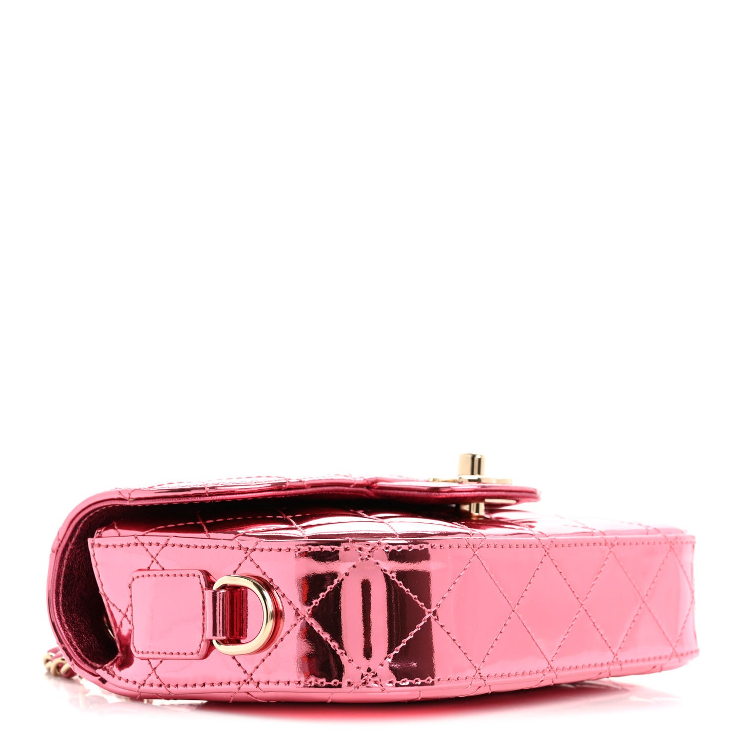 Mirror Calfskin Metallic Lambskin Quilted Hollywood Boulevard Mini Flap With Star Coin Purse Pink