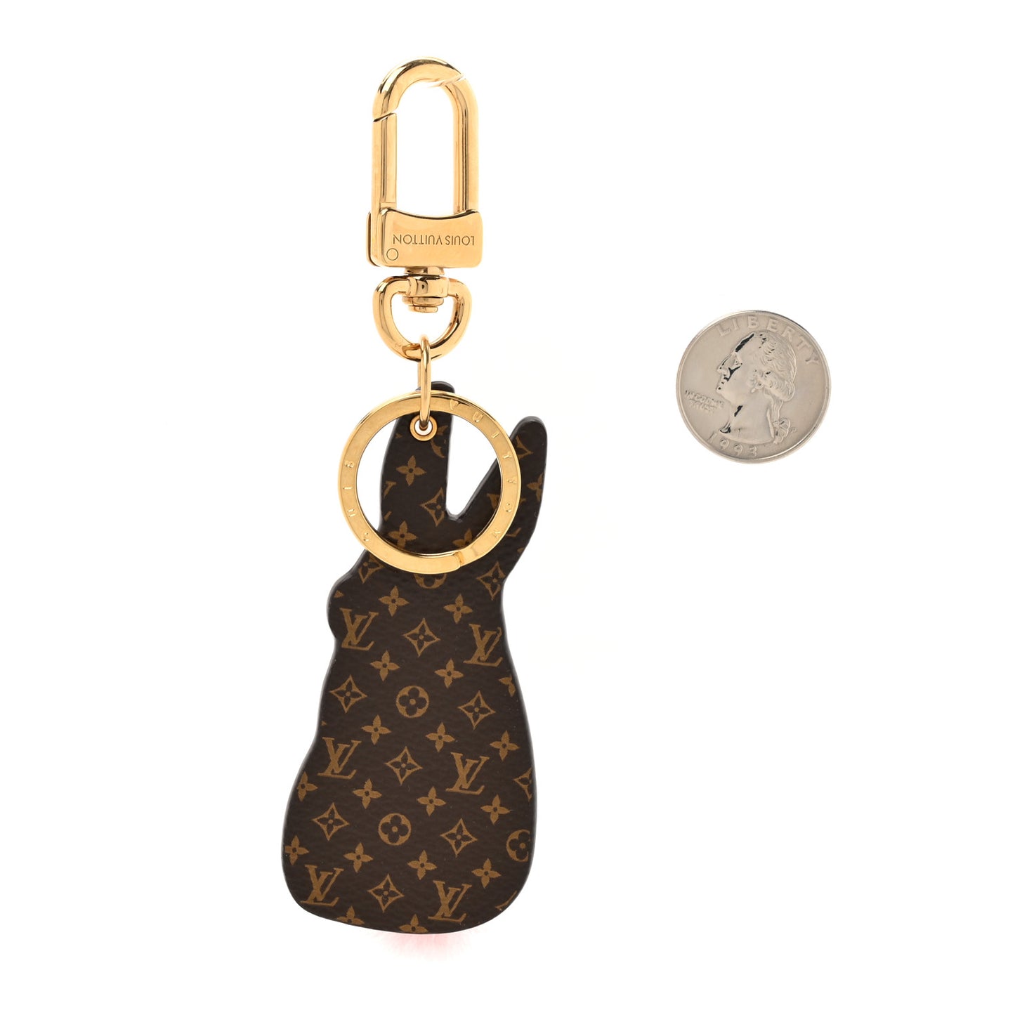 Calfskin Monogram LV Animals Bunny Bag Charm Key Holder Pale Pink