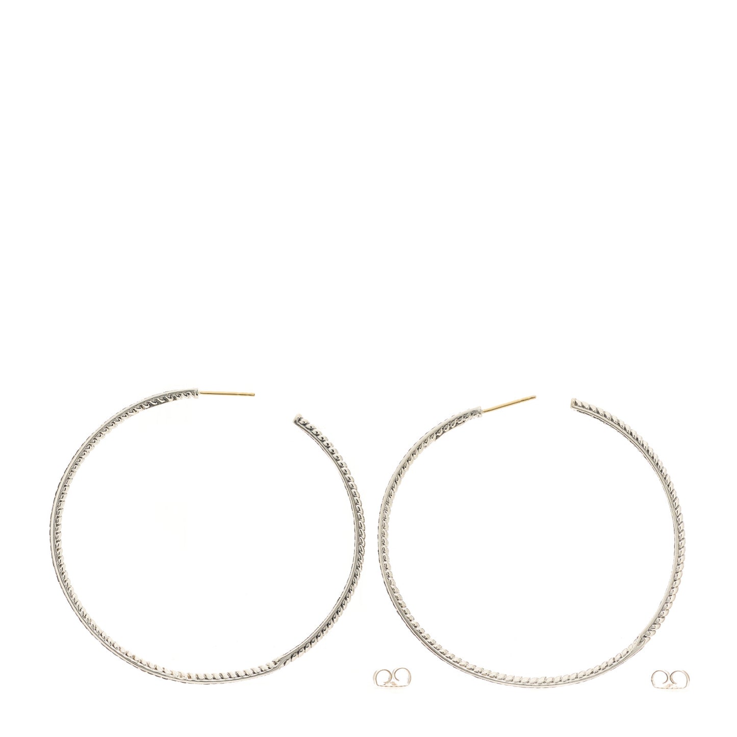 Sterling Silver Black Diamond 60mm Hoop Earrings