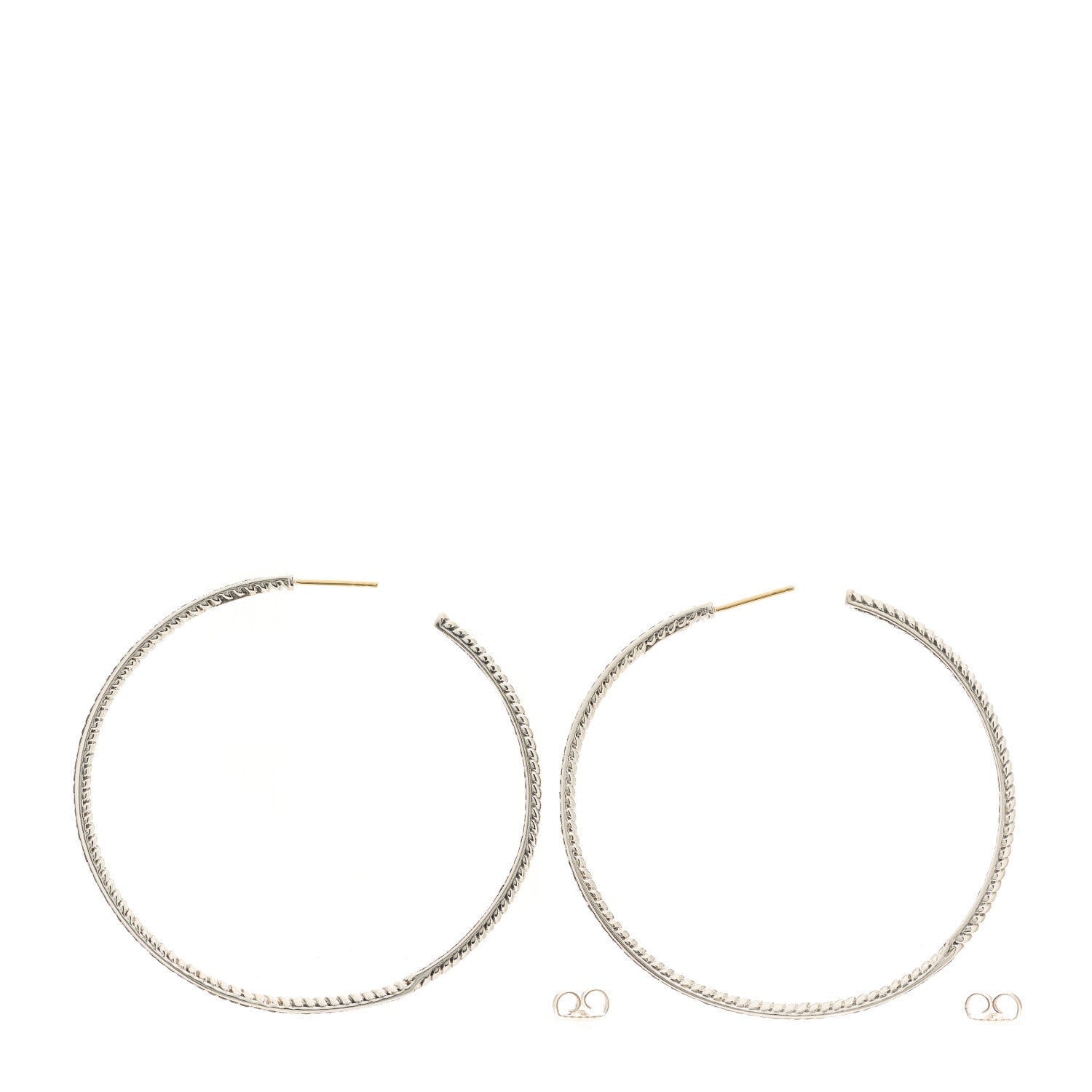 David Yurman Sterling Silver Black Diamond 60mm Hoop Earrings 3 of 4