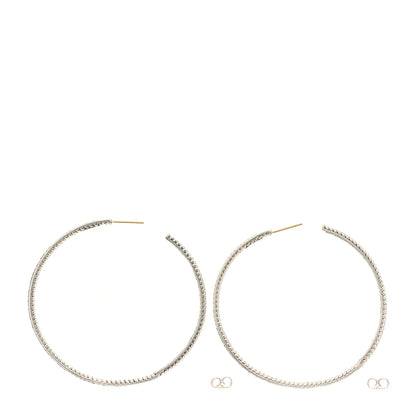 David Yurman Sterling Silver Black Diamond 60mm Hoop Earrings 3 of 4