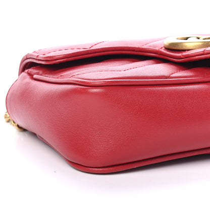 Gucci Calfskin Matelasse Super Mini GG Marmont Shoulder Bag Hibiscus Red 8 of 10
