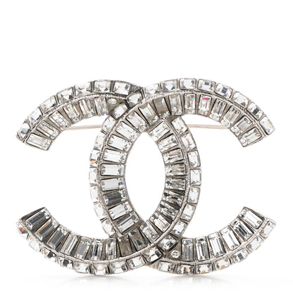 Chanel Baguette Crystal CC Brooch Silver 1 of 5