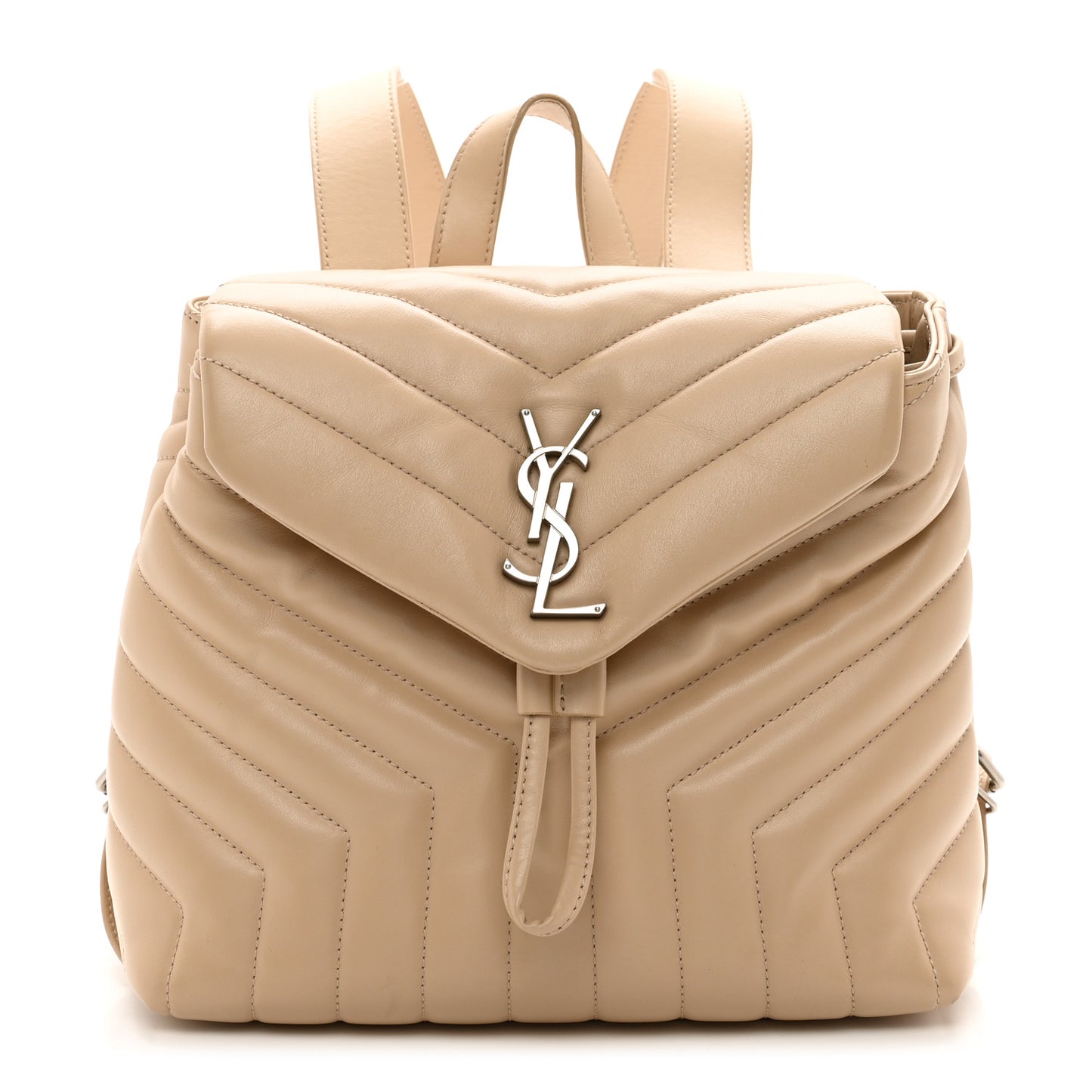 Calfskin Y Quilted Monogram Small Loulou Backpack Nude Powder