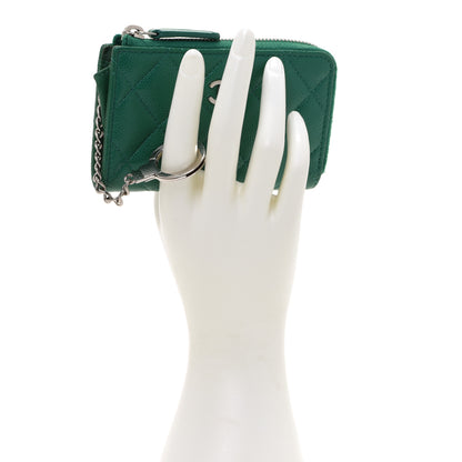 Chanel Caviar Quilted Zipped Key Holder Case Green 2 of 8