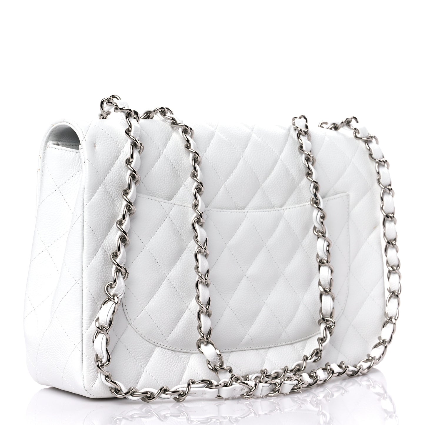 Caviar Quilted Jumbo Single Flap White