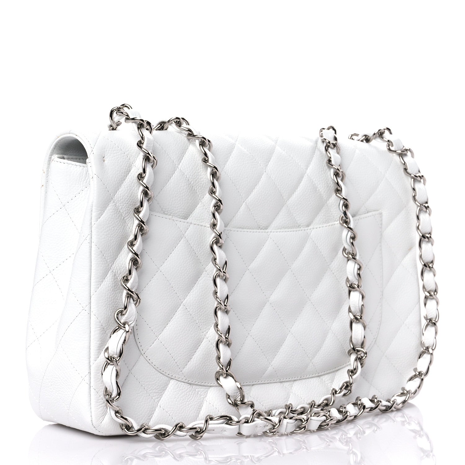 Chanel Caviar Quilted Jumbo Single Flap White 3 of 14