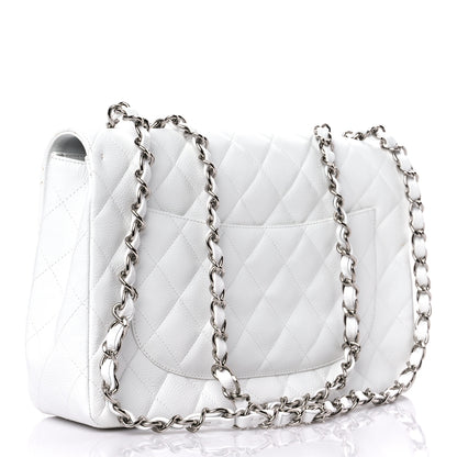 Chanel Caviar Quilted Jumbo Single Flap White 3 of 14