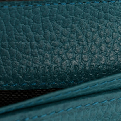 Gucci Monogram Dollar Calfskin Zip Around Compact Wallet Beige Ebony Deep Cobalt 7 of 9