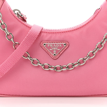 Prada Tessuto Nylon Saffiano Mini Re-Edition 2000 Shoulder Bag Begonia 8 of 12