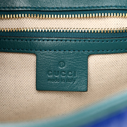 Gucci Azalea Calfskin Enamel Matelasse Diagonal Small Torchon GG Marmont Shoulder Bag Imperial Blue Pavone 5 of 10