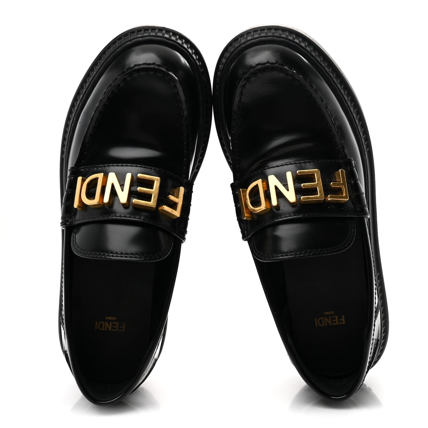 Fendi Vitello Abrasivato Fendigraphy 50mm Loafers 37 Black 2 of 10
