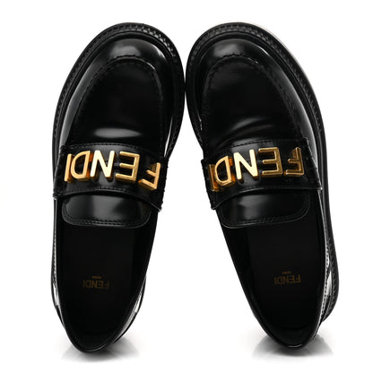 Fendi Vitello Abrasivato Fendigraphy 50mm Loafers 37 Black 2 of 10