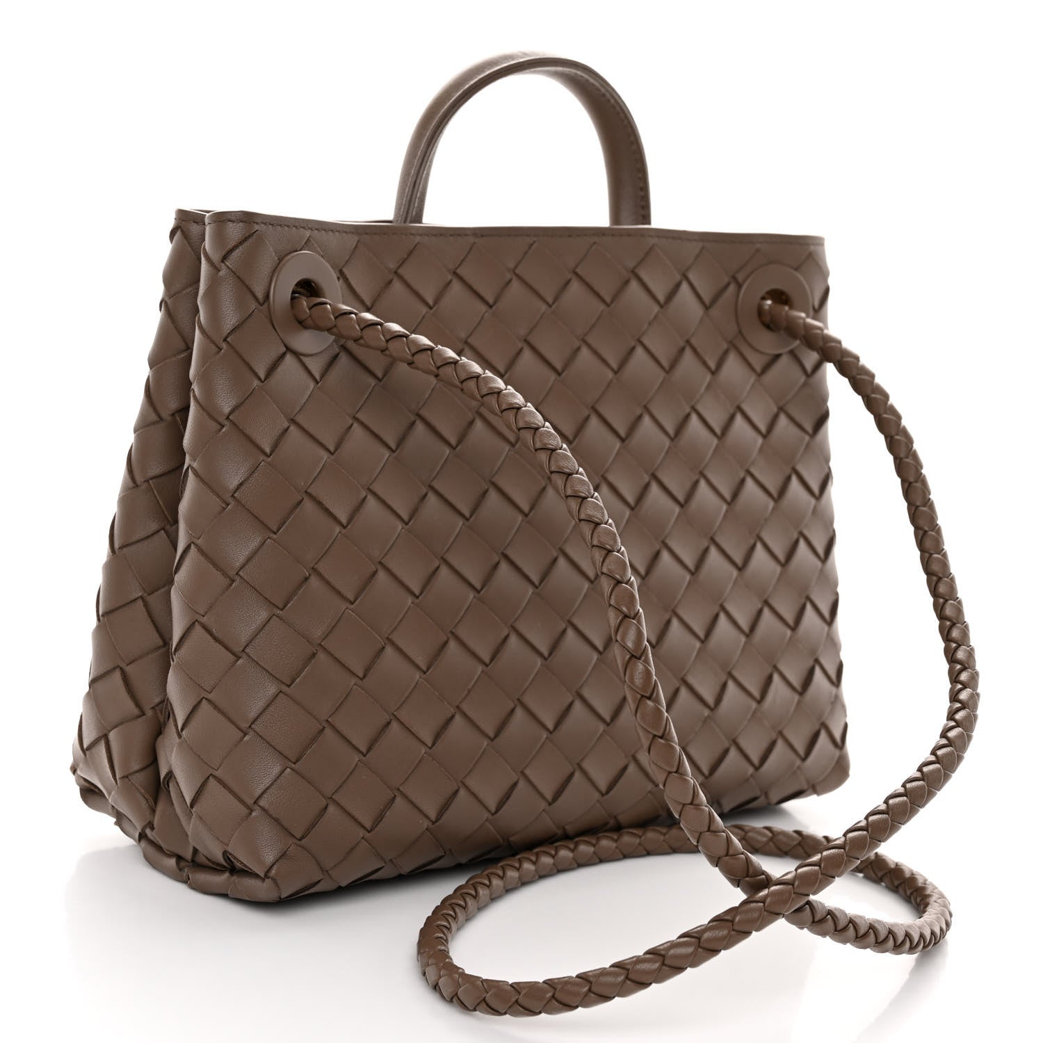 Bottega Veneta Nappa Intrecciato Small Andiamo Shoulder Bag Taupe Grey 3 of 10