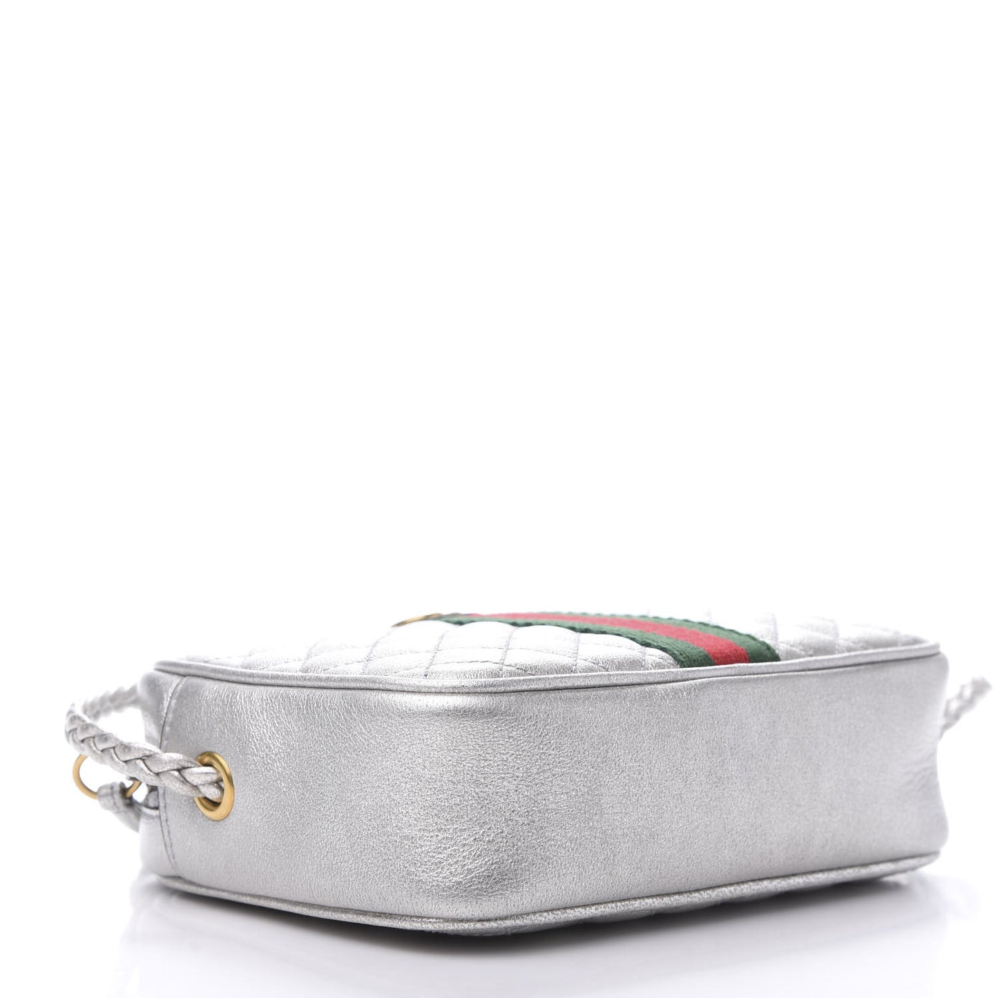 Laminated Nappa Web Trapuntata Mini GG Shoulder Bag Argento