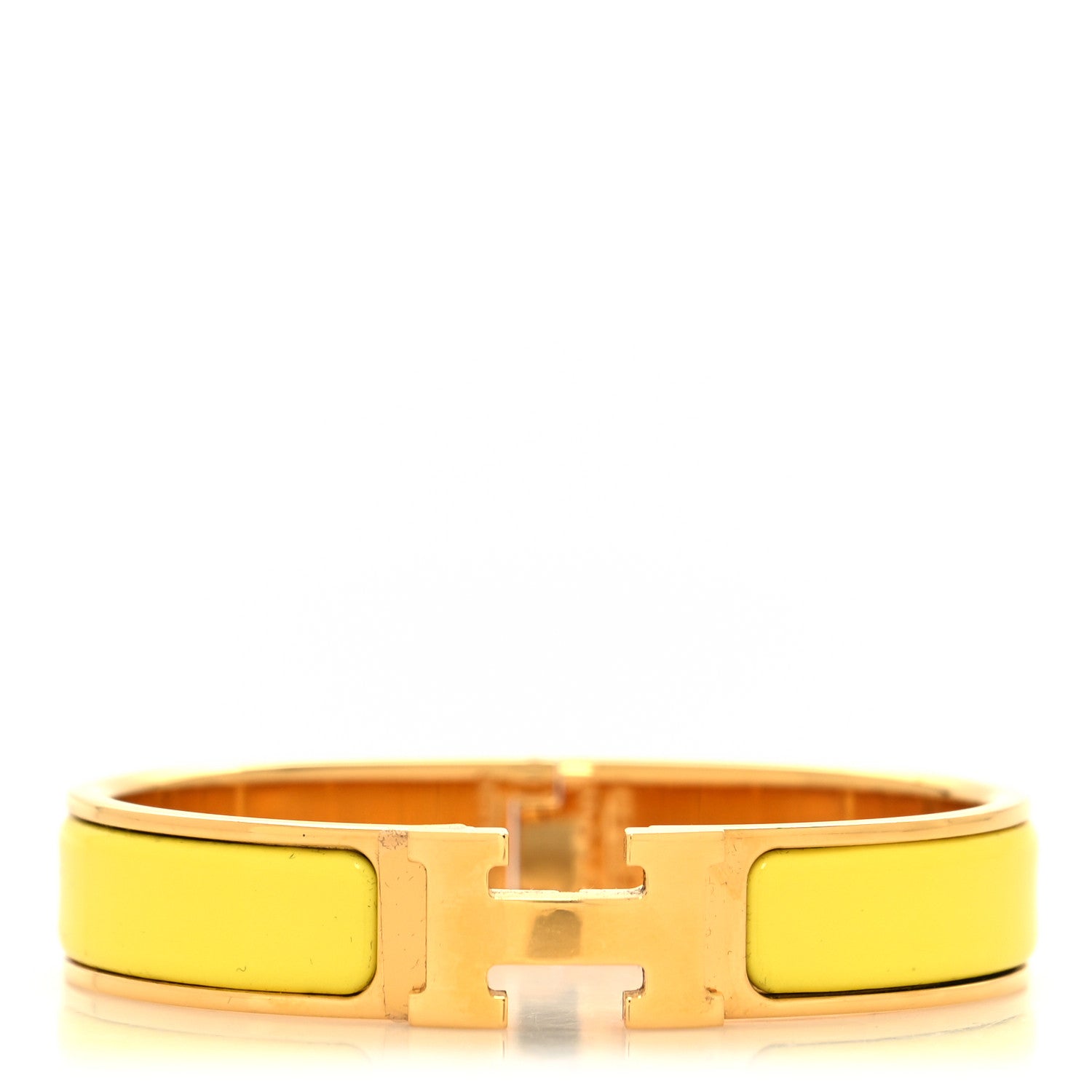 Hermes Enamel Narrow Clic Clac H Bracelet PM Jaune Soleil 1 of 5