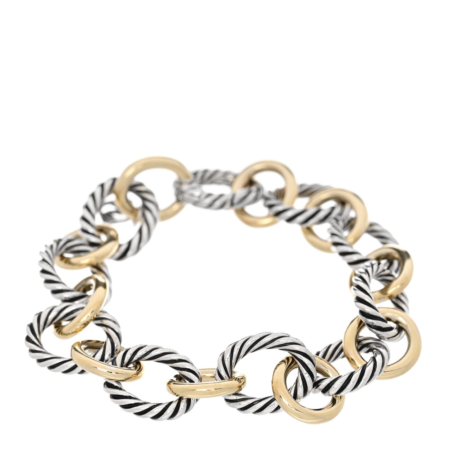Sterling Silver 18K Yellow Gold 12mm Medium Oval Link Bracelet