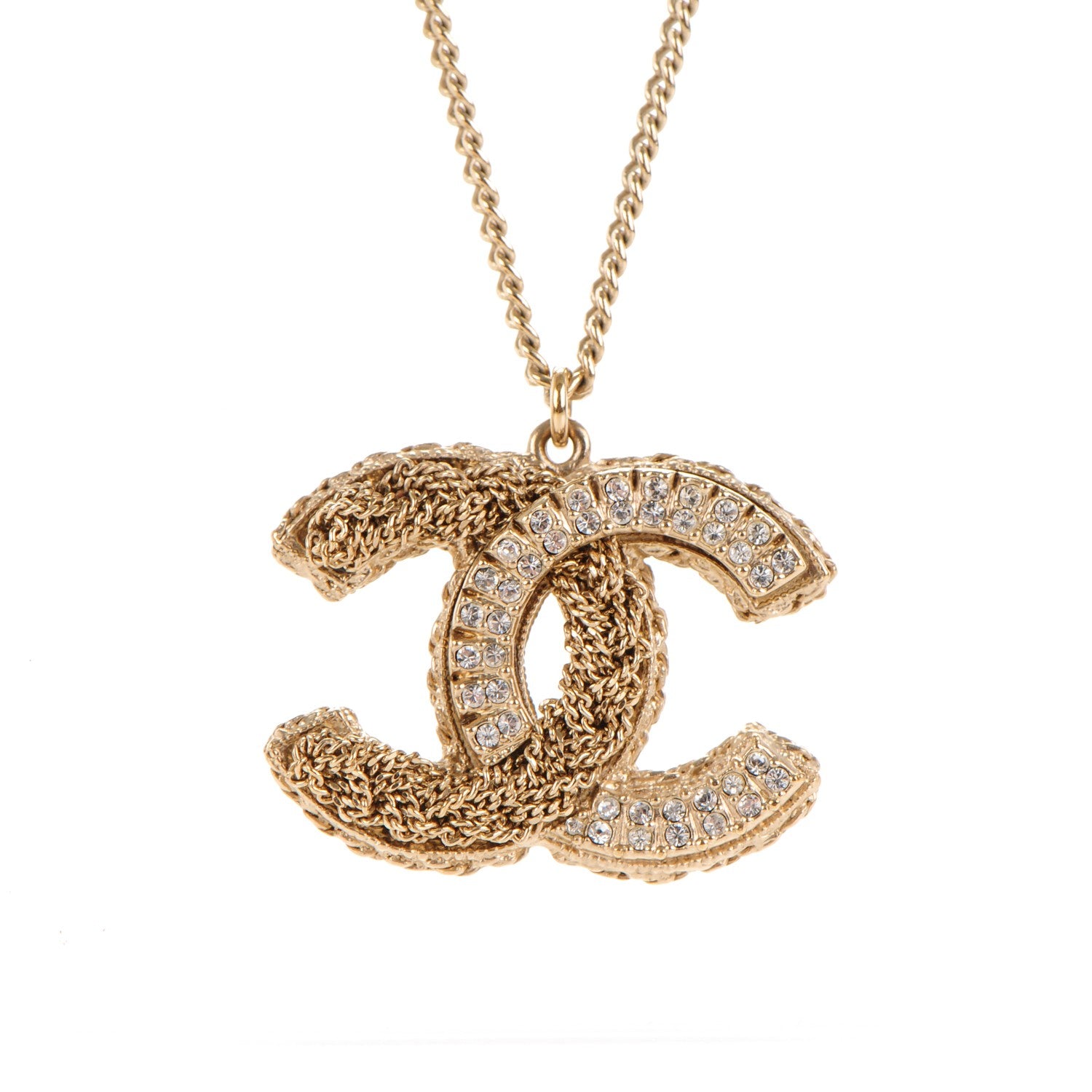 Chanel Crystal CC Necklace Light Gold 3 of 6