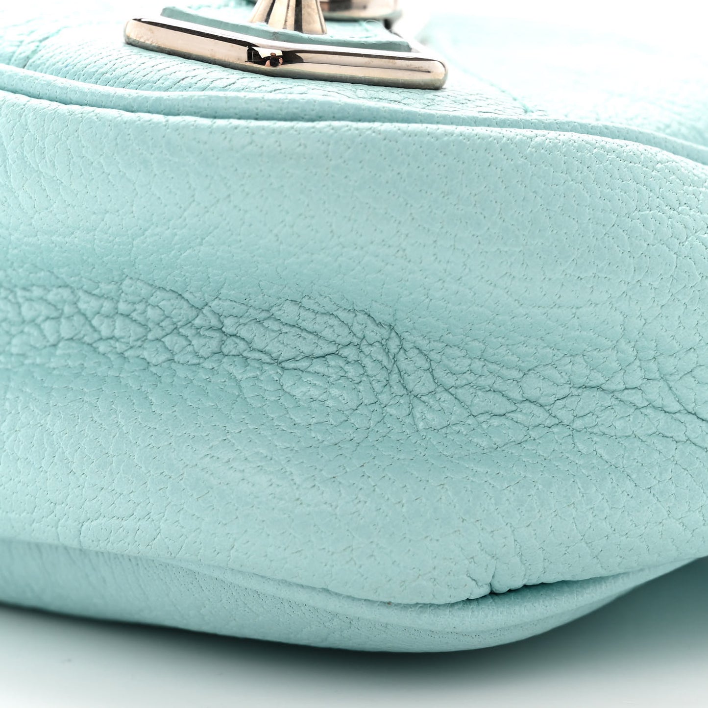 Chevre Silver Metallic Edge Hardware Hip Bleu Maldives