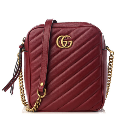 Gucci Azalea Calfskin Matelasse Diagonal Tall GG Marmont Crossbody Bag Romantic Cerise 1 of 8