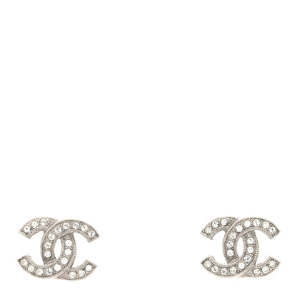 Chanel Crystal Timeless CC Earrings Silver 1 of 4
