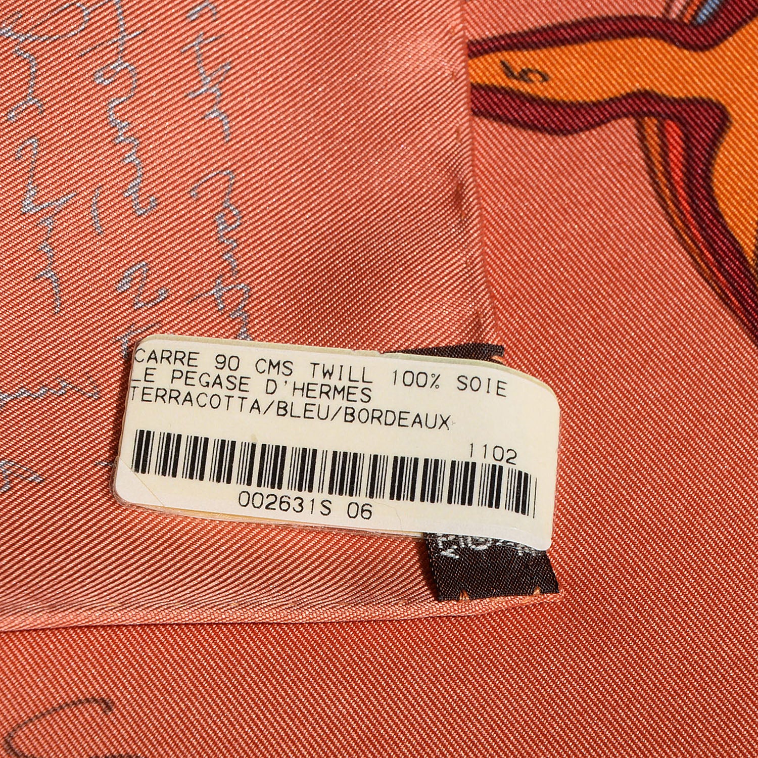 Hermes Silk Le Pegase Scarf 90 Terracotta Bleu Bordeaux 5 of 7