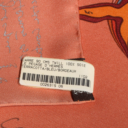 Hermes Silk Le Pegase Scarf 90 Terracotta Bleu Bordeaux 5 of 7