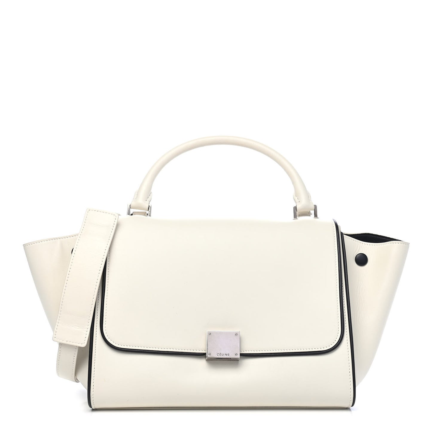 Smooth Calfskin Small Trapeze White Black