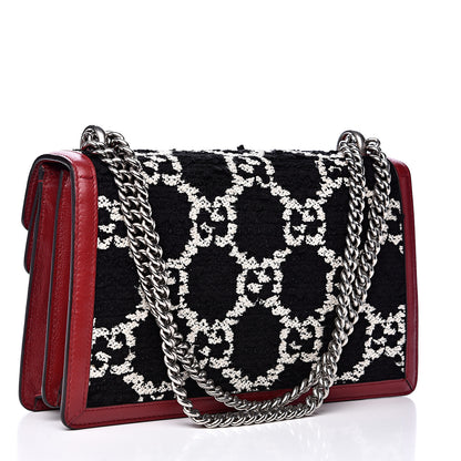 Gucci Tweed GG Monogram Small Dionysus Shoulder Bag Black White Romantic Cherry 2 of 12