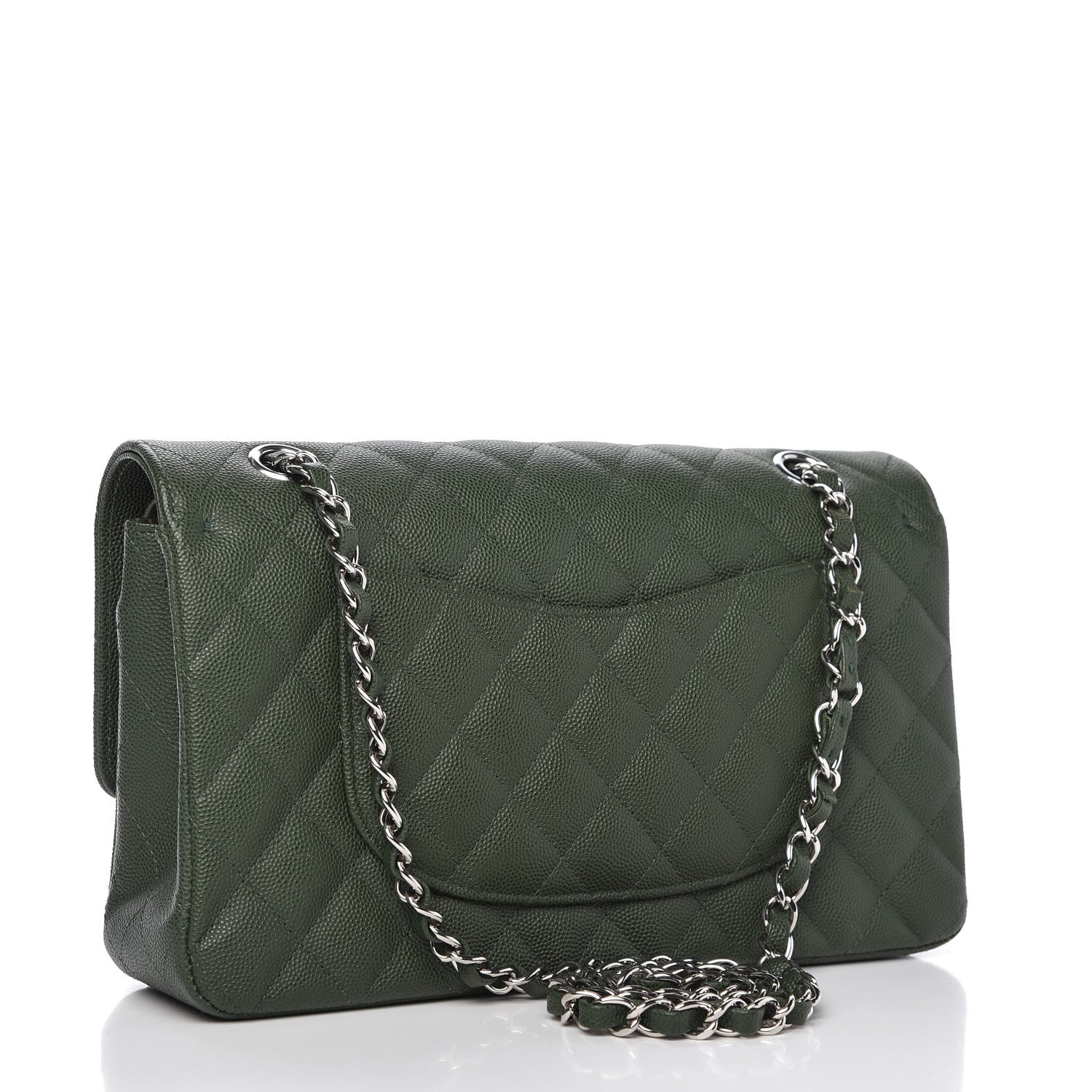 Chanel Caviar Quilted Medium Double Flap Dark Green 3 of 11