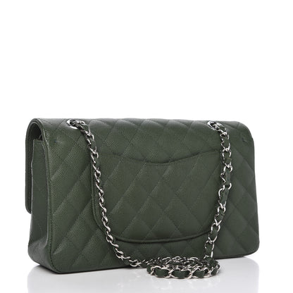 Chanel Caviar Quilted Medium Double Flap Dark Green 3 of 11