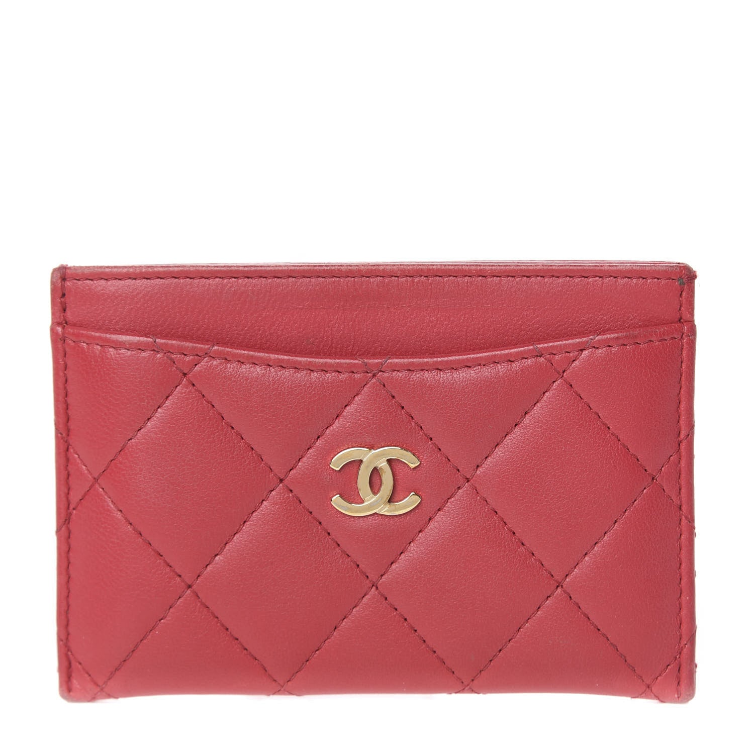 Chanel Lambskin Quilted Card Holder Red 1 of 12
