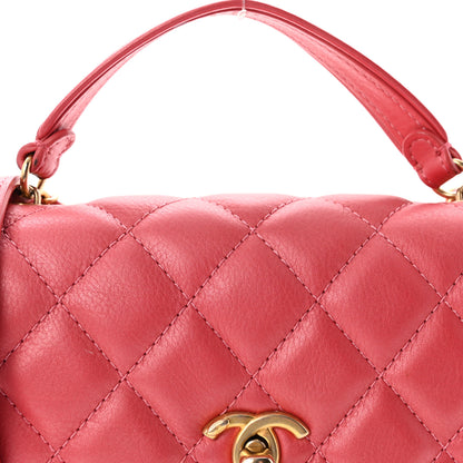 Chanel Metallic Calfskin Quilted Top Handle Flap Dark Pink 8 of 11