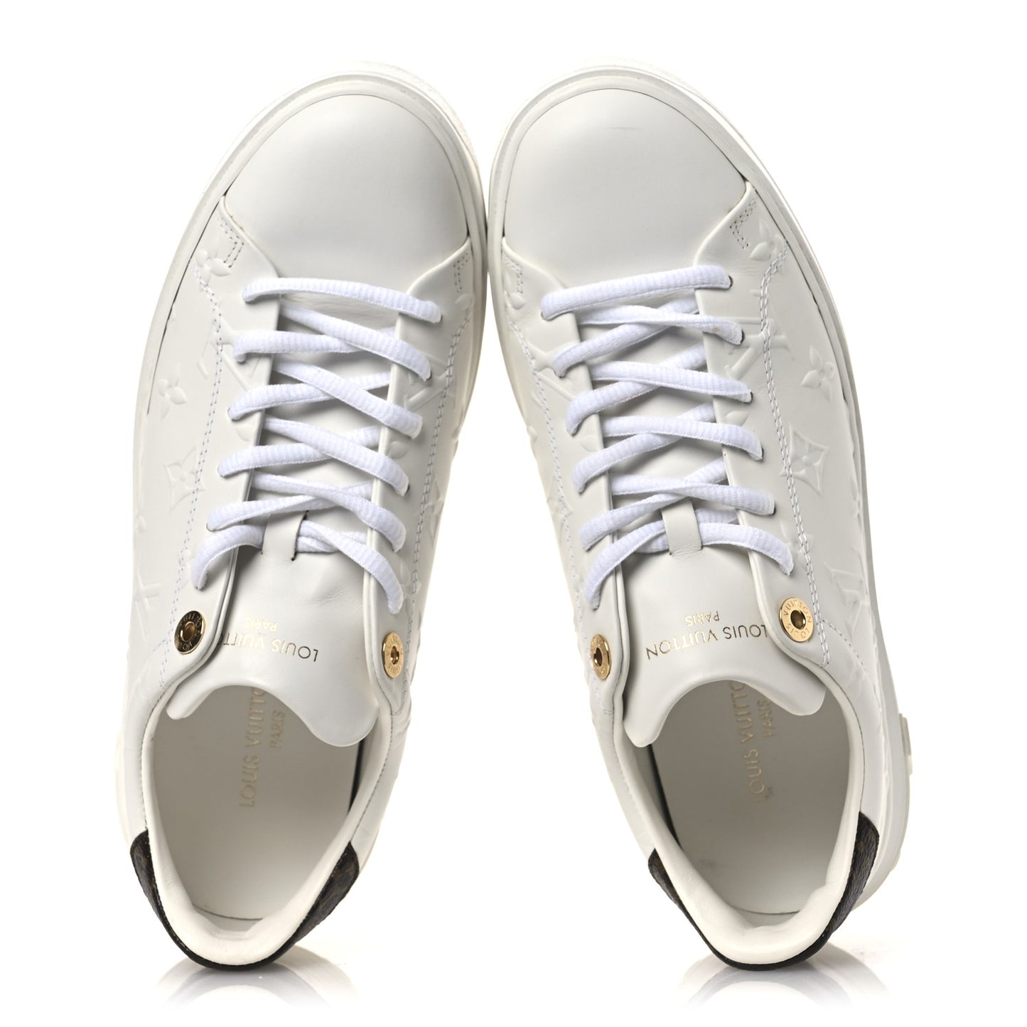 Lambskin Embossed Monogram Time Out Sneakers 37.5 White