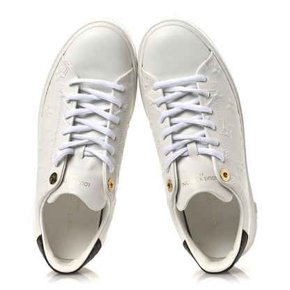 Louis Vuitton Lambskin Embossed Monogram Time Out Sneakers 37.5 White 2 of 14