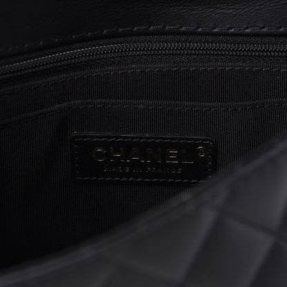 Chanel Calfskin Quilted Small Strap Into Flap Bag Black Brown 9 of 12