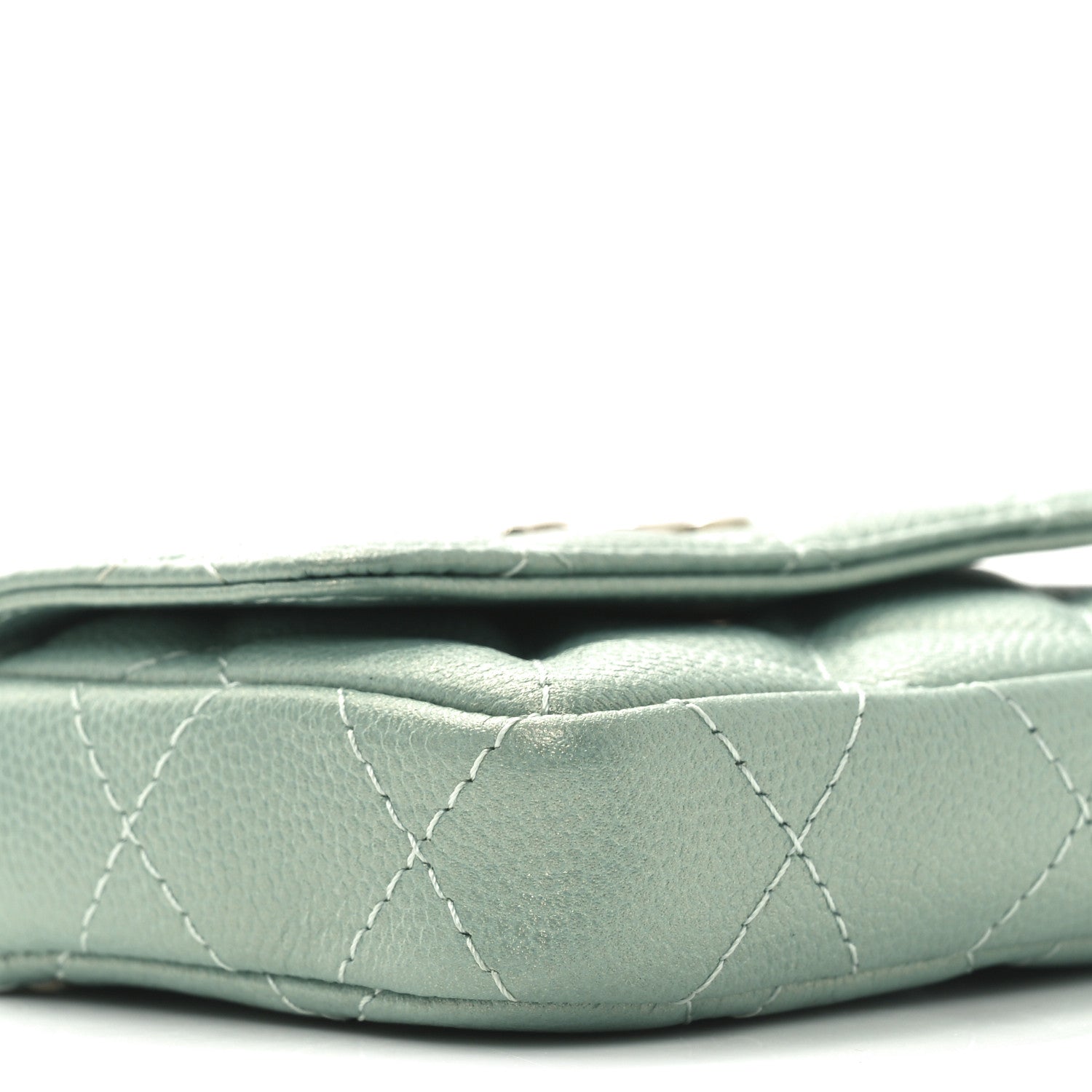 Chanel Iridescent Caviar Quilted Pearl On Top Coin Purse With Chain Light Green 8 of 9