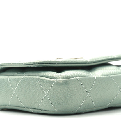 Chanel Iridescent Caviar Quilted Pearl On Top Coin Purse With Chain Light Green 8 of 9