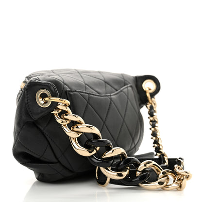 Chanel Lambskin Quilted Resin Bi-Color Waist Bag Fanny Pack Black 3 of 10