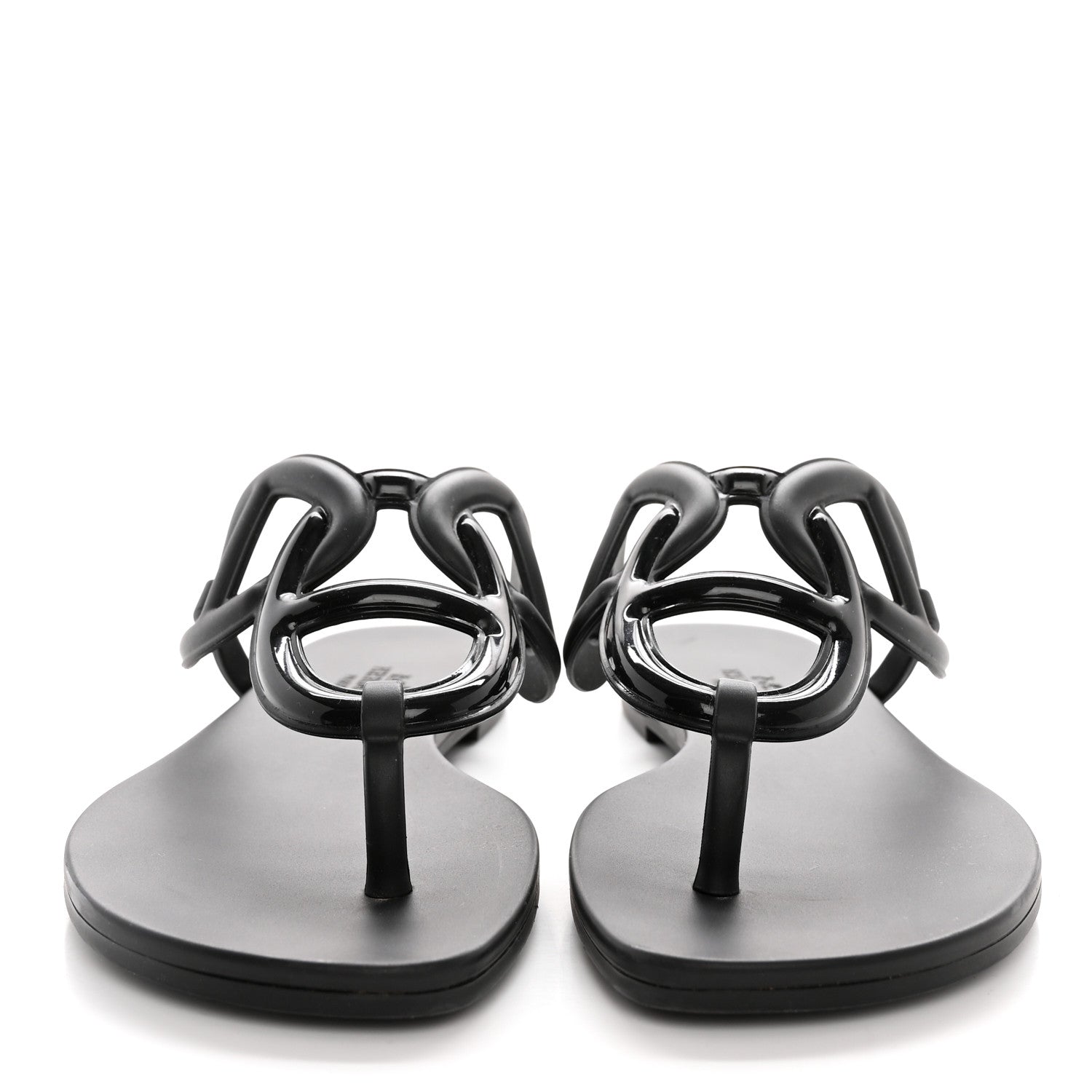 Hermes Rubber Womens Egerie Sandals 35 Black 2 of 8