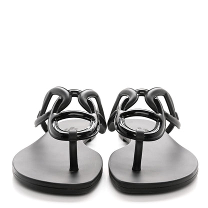 Hermes Rubber Womens Egerie Sandals 35 Black 2 of 8