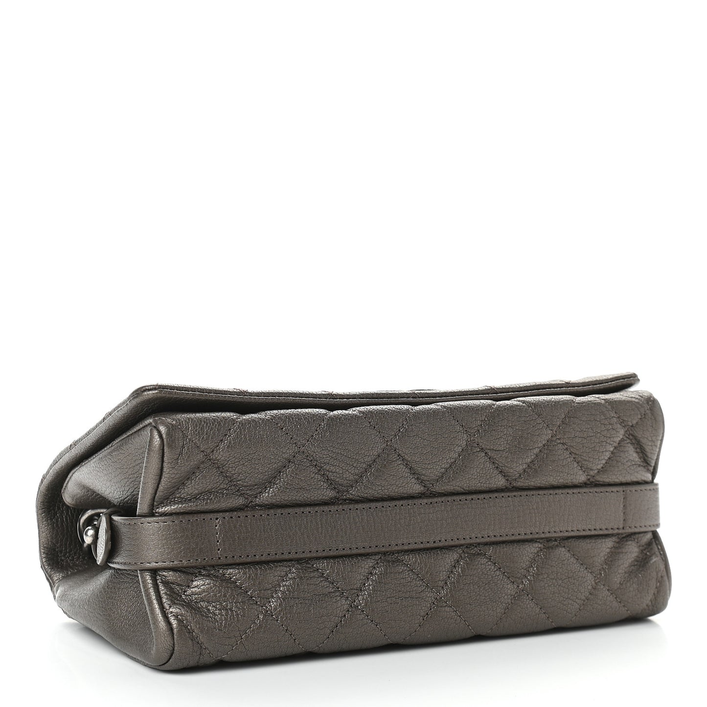 Metallic Goatskin Quilted Medium City Rock Flap Silver